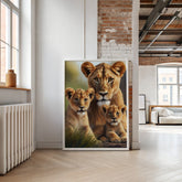 Lioness and 2 Cubs | Wildlife Wall Art Print - Print